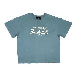 Homme + Femme Hotel Homme Femme Beverly Hills Teal & Ivory Crew Neck Tee - Large